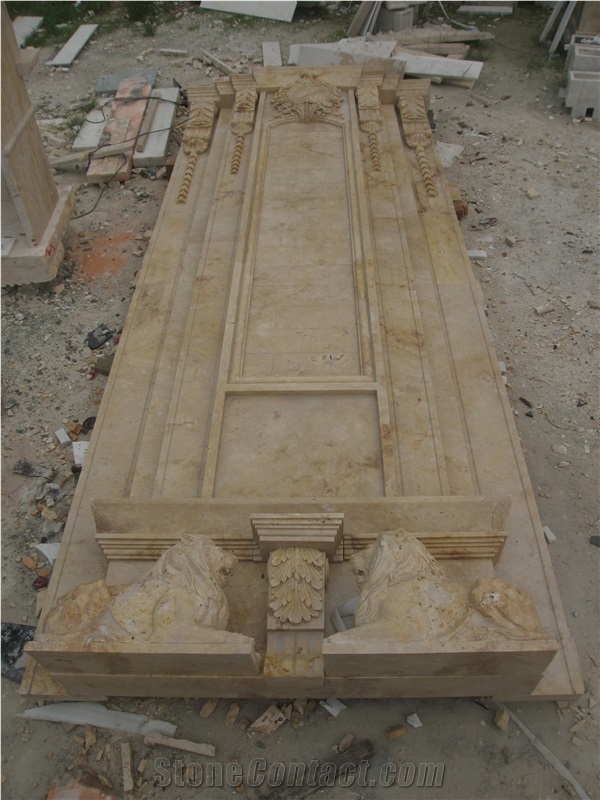 Hand Carved Travertine Double Fireplace Surround, Brown Travertine Fireplace Surround