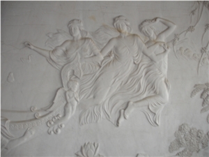 Hand Carved White Jade Marble Relief with Figure Design