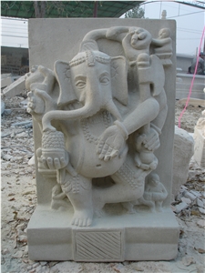 Hand Carved White Marble Abstract Elephant Statue