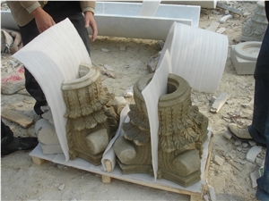 Hand Carved White Marble Capital for Column
