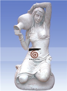 Hand Carved White Marble Lady Statue, Jade White Marble Statues