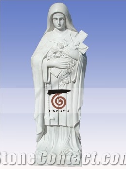 Hand Carved White Marble Statue Vestal with Cross, White Statues
