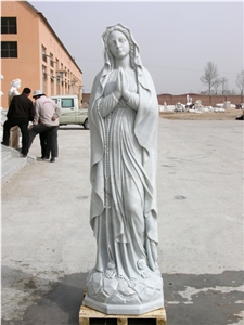 Hand Carved White Marble Statue Vestal with Cross, White Statues