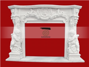 Hand Carved White Marble Surround Mantel