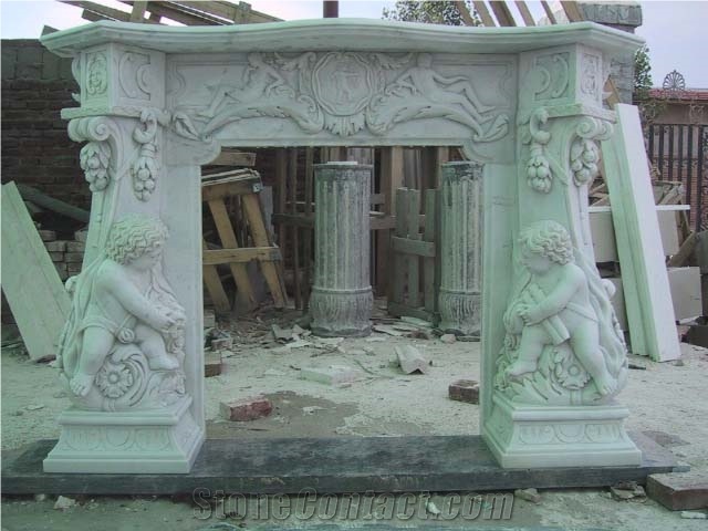 Hand Carved White Marble Surround Mantel