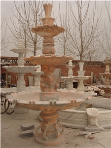 Hand Carved Yellow Marble Fountain