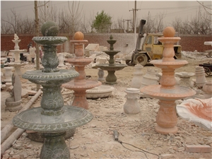 Hand Carved Yellow Marble Fountain