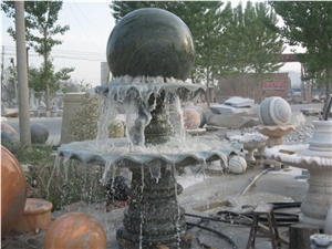 Handcarved Green Marble Ball Fountain, Green Marble Ball Fountains