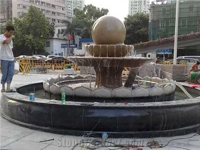 Handcarved Green Marble Ball Fountain, Green Marble Ball Fountains