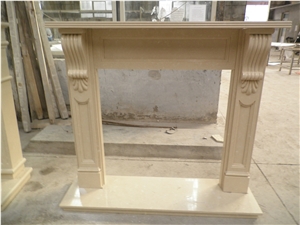 Machine Made Marfil Stone Fireplace Mantel