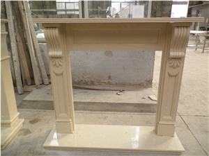 Machine Made Marfil Stone Fireplace Mantel