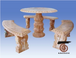 Pink Marble Table & Bench,China Pink Marble