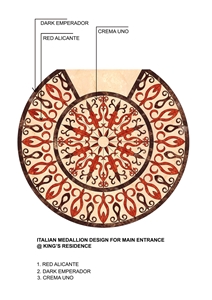 Water Jet Marble Medallion for Floor, Multicolor Marble Medallion