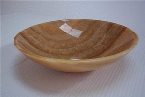 Chinese Wholesale Distributed Bathroom Stone Yellow Onyx Vessel Sinks Crystal Yellow Farm Natural Stone Durable Use