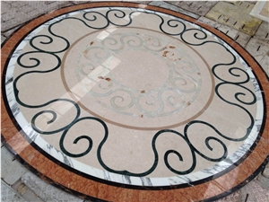 Herringbone/Pink/Carrara White Marble Tiles Waterjet Mosaic Project Carpet Flooring Round Medallions China Wholesale High Quality