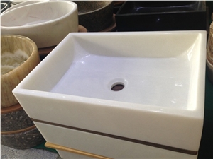 Jerusalem Bone Light White Marble Bathroom Sinks Professional Design Chinese Wholesale