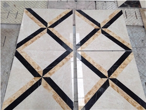 Multicolor Yellow & Black & Pink Marble Water Jet Medallion,Hand Works Square Floor Medallion,All Sorts Of Manual Design