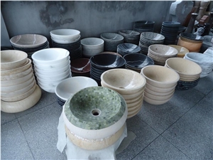 Wholesale Low Price Red/Yellow/Brown/Black Marble & Granite Durable Bathroom Wash Basins Round Sinks Onyx Stone