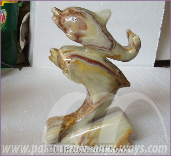 Double Dolphin Onyx in Stock 8 Inch, Green Pakistan Onyx Artifacts & Handcrafts