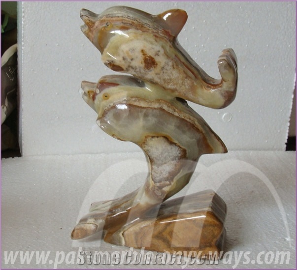 Double Dolphin Onyx in Stock 8 Inch, Green Pakistan Onyx Artifacts & Handcrafts