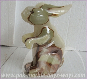 Green Artifacts & Handcrafts Onyx Rabbit in Stock 8 Inch