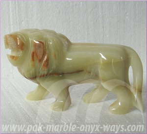 Green Onyx Lions Artifacts & Handcraftsin Stock 8 Inch