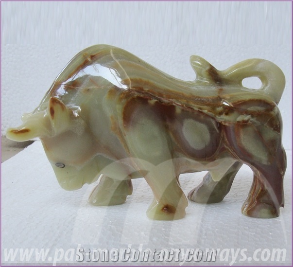 Green Pakistan Onyx Bull Artifact in Stock (8 Inch)