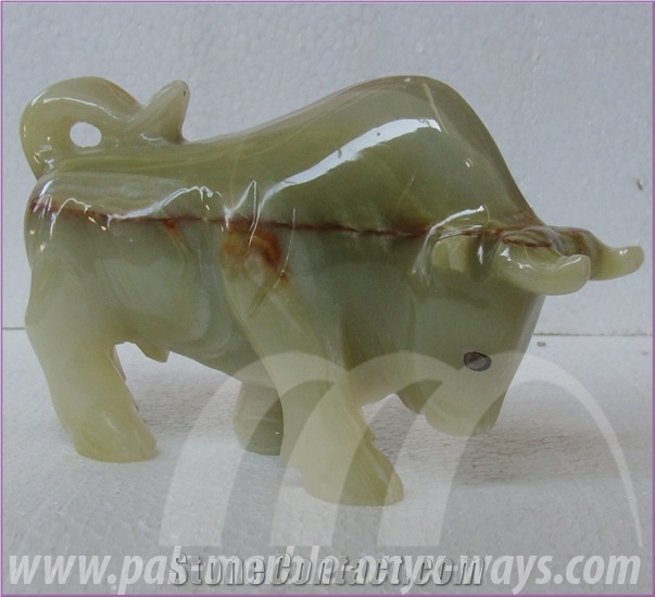 Green Pakistan Onyx Bull Artifact in Stock (8 Inch)