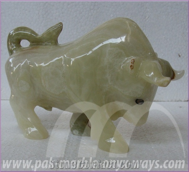 Green Pakistan Onyx Bull Artifact in Stock (8 Inch)