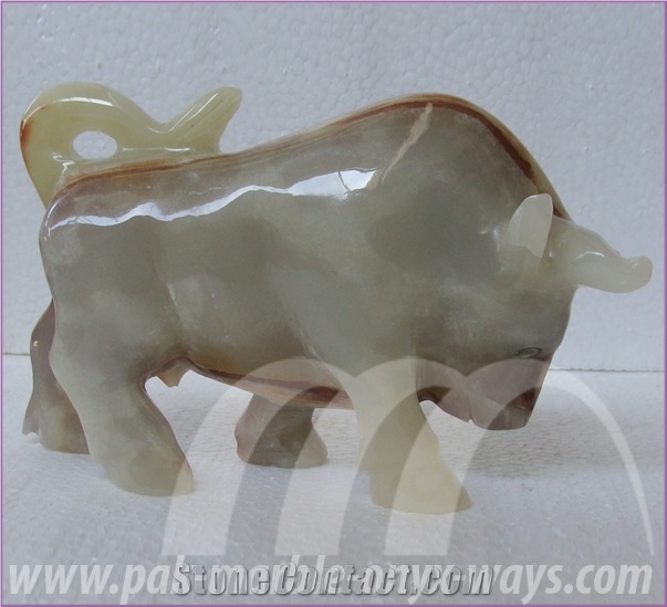 Green Pakistan Onyx Bull Artifact in Stock (8 Inch)