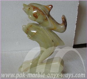 Green Pakistan Onyx Dolphin Artifacts & Handcrafts in Stock 8 Inch