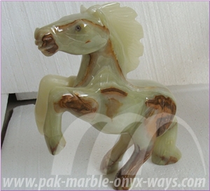 Light Green Onyx Carved Horse Handcrafts 12 Inch (In Stock)