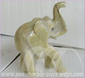 Light Green Onyx Elephant Artifacts in Stock (12 Inch)