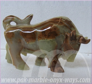 Onyx Bull in Stock 8 Inch, Green Onyx Artifact Pakistan