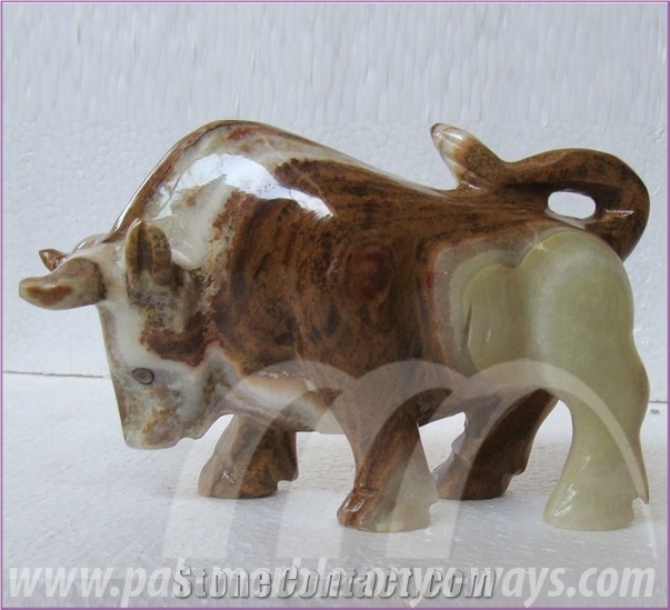 Onyx Bull in Stock 8 Inch, Green Onyx Artifact Pakistan