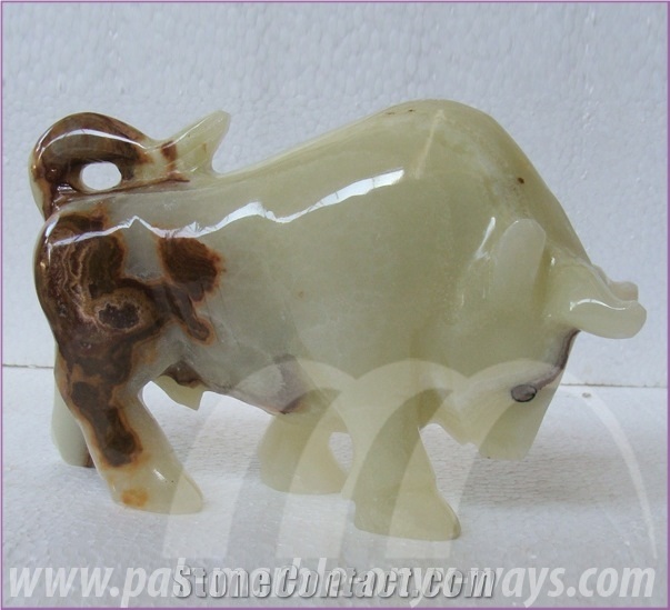 Onyx Bull in Stock 8 Inch, Green Onyx Artifact Pakistan