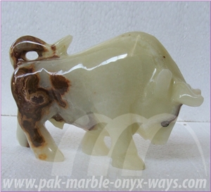 Onyx Bull in Stock 8 Inch, Green Onyx Artifact Pakistan
