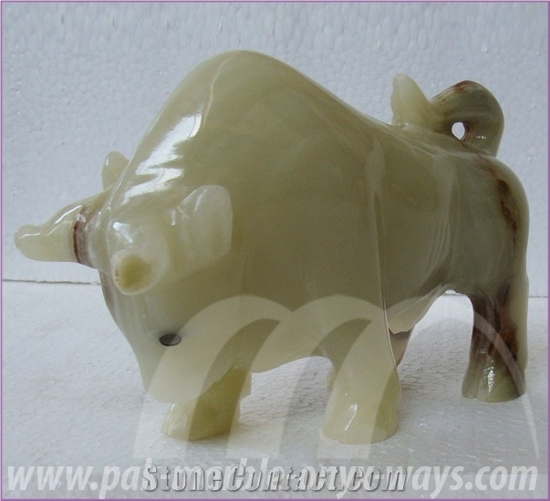Onyx Bull in Stock 8 Inch, Green Onyx Artifact Pakistan