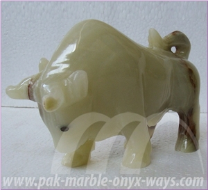 Onyx Bull in Stock 8 Inch, Green Onyx Artifact Pakistan
