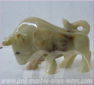 Onyx Bull in Stock 8inch, Green Onyx Artifacts & Handcrafts Of Pakistan
