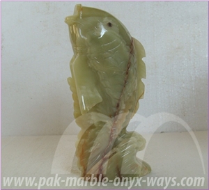 Onyx Fish in Stock 8 Inch, Green Pakistan Onyx Fish Artifact