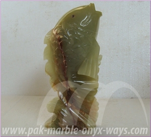 Onyx Fish in Stock 8 Inch, Green Pakistan Onyx Fish Artifact