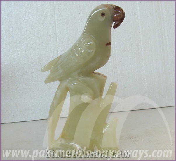 Onyx Parrot in Stock 10 Inch, Green Artifact Onyx