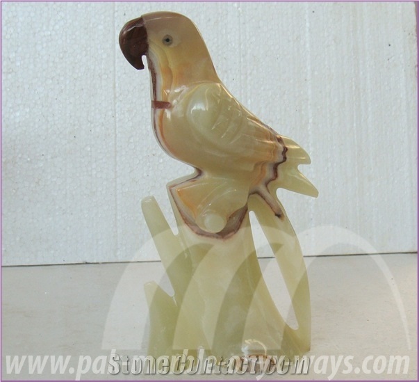 Onyx Parrot in Stock 10 Inch, Green Artifact Onyx