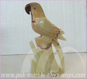 Onyx Parrot in Stock 10 Inch, Green Artifact Onyx