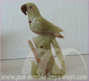 Onyx Parrot in Stock 10 Inch, Green Artifact Onyx