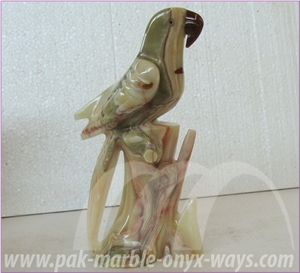 Onyx Parrot in Stock 10 Inch, Green Artifact Onyx