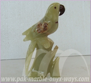 Onyx Parrot in Stock 10 Inch, Green Onyx Parrot Artifact Of Pakistan