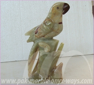 Onyx Parrot in Stock 10 Inch, Pakistan Green Onyx Artifacts & Handcrafts