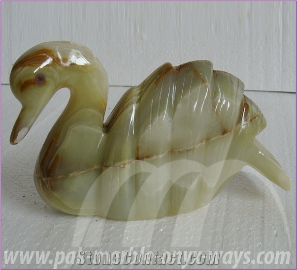 Onyx Swan Artifacts in Stock 8 Inch, Green Pakistan Onyx Artifacts